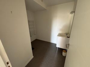 an empty bathroom with a sink and a mirror at Appartement Sautron in Sautron +3 photos
