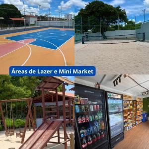 a basketball court and a drink kiosk next to a basketball court at Casa com Piscina - Condomínio - Próx a Praia in Marechal Deodoro