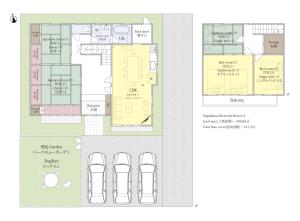 a floor plan of a building with architectural drawings at Nagashima Riverside Resort 6 in Kuwana