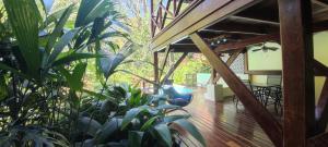 a room with plants and a wooden floor at Villa Colibri - Secluded Villa - Short Stroll to Beach, Shops & Restaurants in Cocles