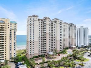 an aerial view of a large apartment building at PRIVATE BEACH FRONT LUXURY CONDO, AMAZING VIEWS, INDiGO E, 5-STAR, 2 BALCONIES , PREFERRED PARTNER PRG in Pensacola