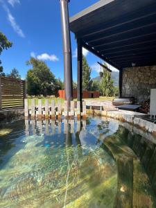 a pool of water in a backyard at El Descanso del Quijote in Riñinahue