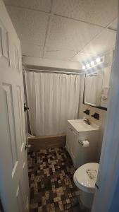 a small bathroom with a toilet and a sink at 16 sycamore rd in Bayonne +24 photos