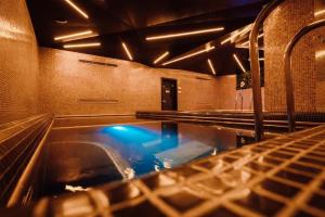 a large swimming pool in a room with at Plaza V Executive Hotel in Târgu-Mureş