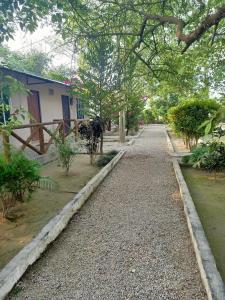 a gravel road in front of a house at Narayani View Resort in Bharatpur