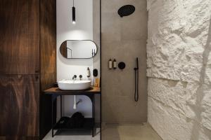a bathroom with a sink and a shower at Folga in Tarnawa Dolna +38 photos