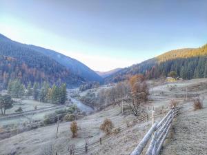 a field with a fence in the middle of a mountain at Дідова Хата in Shibeny +4 photos