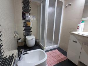 a bathroom with a shower and a sink and a toilet at KAIROS HOME y Garaje , Algemesí Home in Algemesí