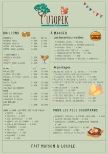 a page of a menu for a fast food restaurant at Roulotte enchantée in Cornillé-les-Caves
