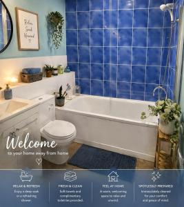 a display of a bathroom with a tub and a toilet at Greytree Cottage in Ross on Wye +12 photos