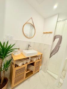 a bathroom with a sink and a mirror at Le Boudoir in Amboise +33 photos