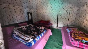 a room with two beds in a room with a wall at Lord Shiva Camps in Sari