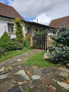 a stone walkway in front of a house at Guest House Luca in Galda de Jos