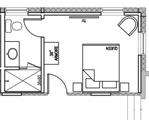 a floor plan of a small house at Monticello Inn & Cottage in Scottsville