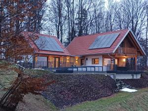 a house with solar panels on the roof at Der Distelfalter in Oberhaag