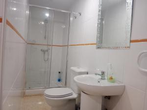 a bathroom with a shower and a toilet and a sink at Loft Centrico Bahia 2 in Santander