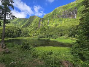 a river in a valley with mountains in the background at Ocidente House 2 in Santa Cruz das Flores +22 photos
