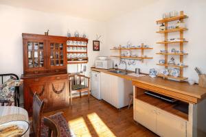 a kitchen with a counter and a sink in it at Apartmán U babičky in Strakonice