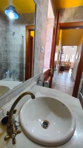 a bathroom with a sink and a mirror at La casa del Torreón in San Isidro +20 photos