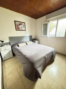 a bedroom with a large bed and two windows at Patagonia y Deloqui in Ushuaia