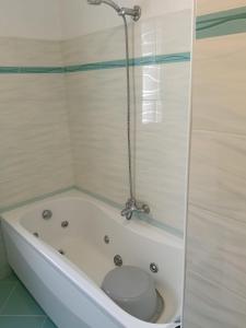 a bathroom with a tub with a toilet in it at Casa Sofia in Marina Julia +16 photos