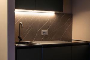 a kitchen with a sink and a counter top at Villa Eliseo Luxury Suites in Modena
