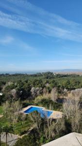 a view of a swimming pool in a field at Three Horizons Penthouse El Saler in Valencia