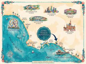 a map of disney world with attractions at LB Peninsula Steps to Beach close to in Long Beach