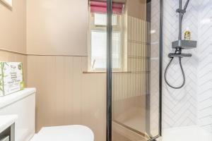 a bathroom with a shower with a toilet at 2 Bed in Cwmystwyth oc-p32779 in Pentre-briwnant +27 photos