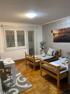 a living room with two beds and a couch at Apartman B&S Apatin in Apatin