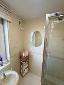 a bathroom with a shower and a sink at Sycamore haven in Spinney Hill +7 photos
