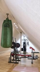 a gym with a large object hanging from the ceiling at Billet Senior in Fredrikstad