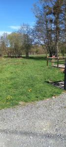 a park with a fence and a field of grass at Un emplacement calme in Beaufay