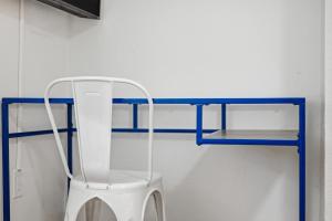 a blue and white desk in a room at Pittsburgh Millvale A Bright & Cozy Private Bedroom with Shared Bathroom in Pittsburgh