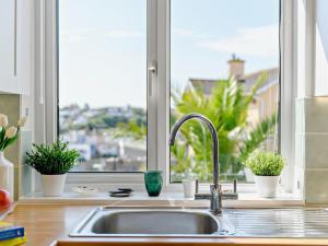 a kitchen with a sink and a window with plants at 3 Bed in Brixham oc-92770 in Brixham +20 photos