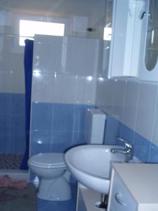 ein Badezimmer mit weißer Toilette und Waschbecken in der Unterkunft ABC Lešnik in Koper
