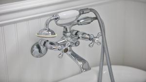 a chrome shower head with a hose at Congress Cottage in Cape May +32 photos