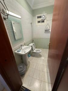 a bathroom with a toilet and a sink at شركه أركان الذهبيه الحديثه للشقق المخدومه in Abha
