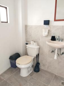 a bathroom with a toilet and a sink at Lofts en el Corazon de Coatepec Veracruz in Coatepec +29 photos