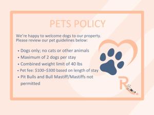 a pet policy with a dog paw print at Roami at Sunny Isles in Miami Beach