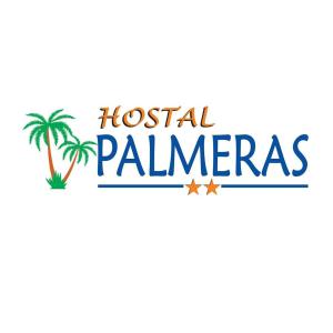 a sign with a palm tree and the words hostala palmas at Hostal Palmeras Tacna in Tacna