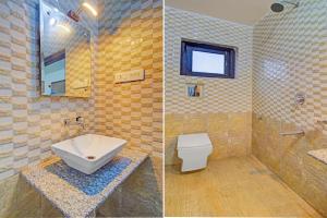 two pictures of a bathroom with a sink and a toilet at Collection O NIT Srinagar Formerly Main Street Inn in Srinagar