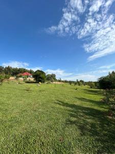 a large grass field with a blue sky and clouds at Ikamba Residence in Rwamagana