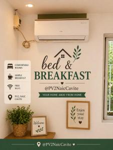 a sign for a bed and breakfast on a wall at Bed and Breakfast at PV2NaicCavite in Naic