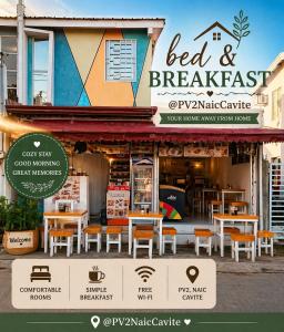 a restaurant with tables and chairs in front of it at Bed and Breakfast at PV2NaicCavite in Naic