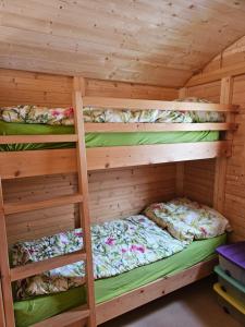 a bunk bed room with two bunk beds in a cabin at Camping La Hêtraie pipowagen in Bullange