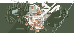 a map of a village with houses and trees at Agriturismo Vezzano in Chiusi della Verna