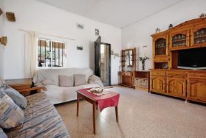 a living room with a couch and a tv at Finca El Pizarro in Arico