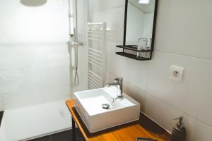 a bathroom with a white sink and a mirror at Le Studio 3 - Route des vins in Rorschwihr