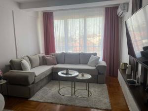 a living room with a couch and a table at Saric LuxApartman in Kruševac